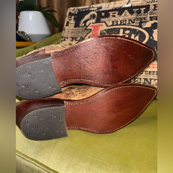 New Mens Primo Distressed Justin BR103 Bent Rail Cowboy Boots Snip Toe Size 12 D - Picture 8 of 11